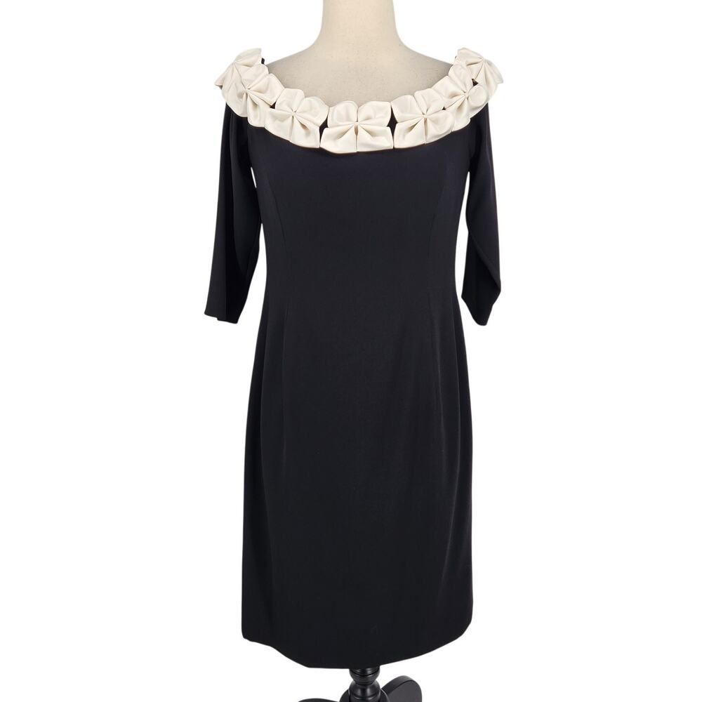 Vintage Lourdes Chavez Embellished Black Sheath Dress – Size 6